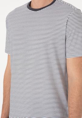 Erkek Regular Fit Bisiklet Yaka Siyah Çizgili Tişört - 50306898006