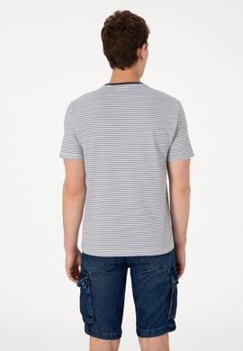 Erkek Regular Fit Bisiklet Yaka Siyah Çizgili Tişört - 50306898006