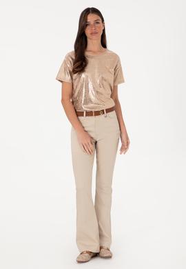 Kadın Çok Renkli Bisiklet Yaka Tişört - 50308397001