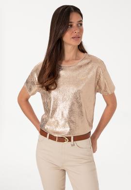 Kadın Çok Renkli Bisiklet Yaka Tişört - 50308397001