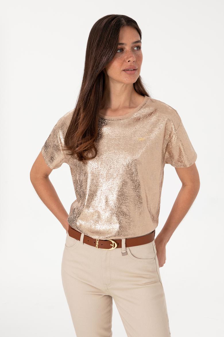 Kadın Çok Renkli Bisiklet Yaka Tişört - 50308397001