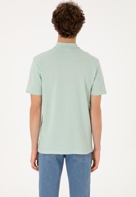 Erkek Regular Fit Fermuarlı Su Yeşili Tişört - 50306836011