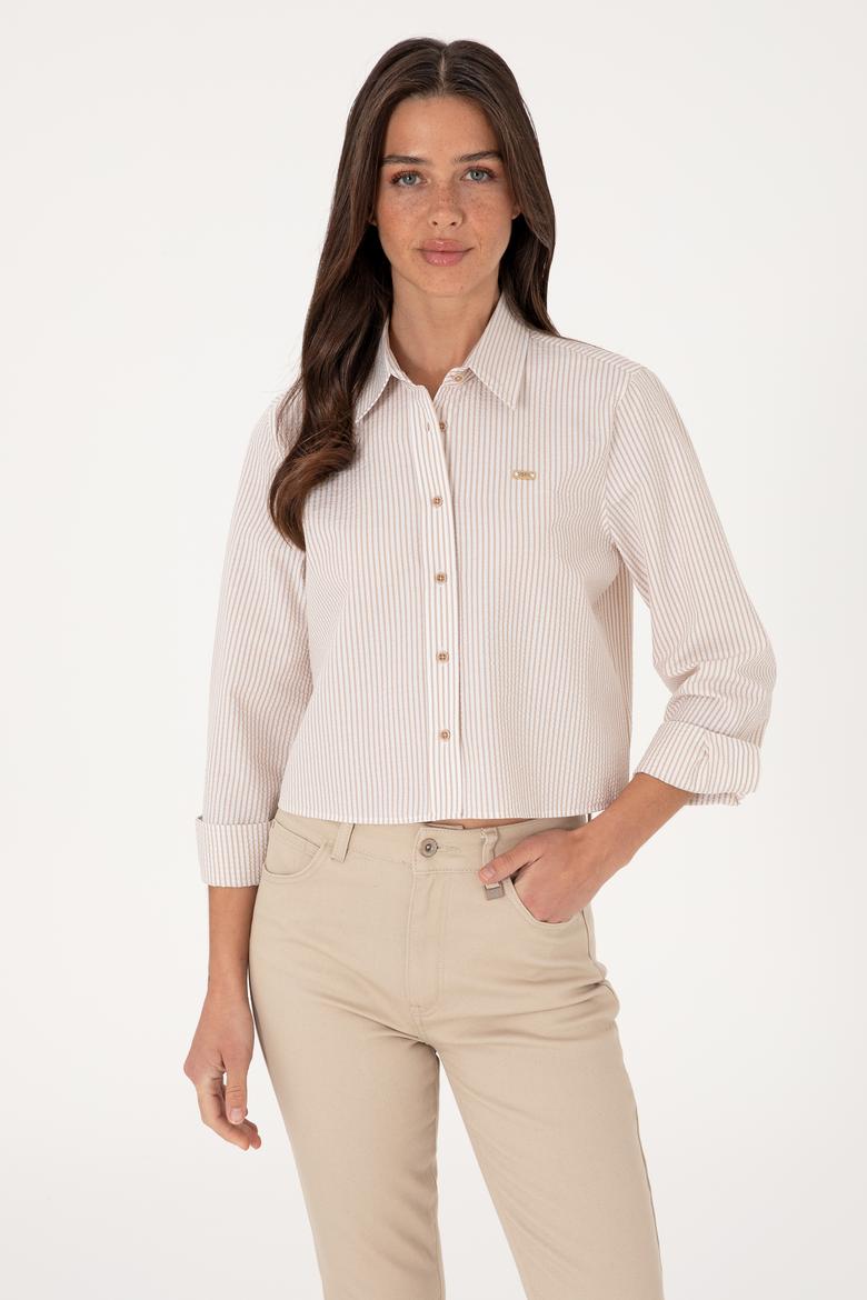 Kadın Kum Uzun Kollu Gömlek