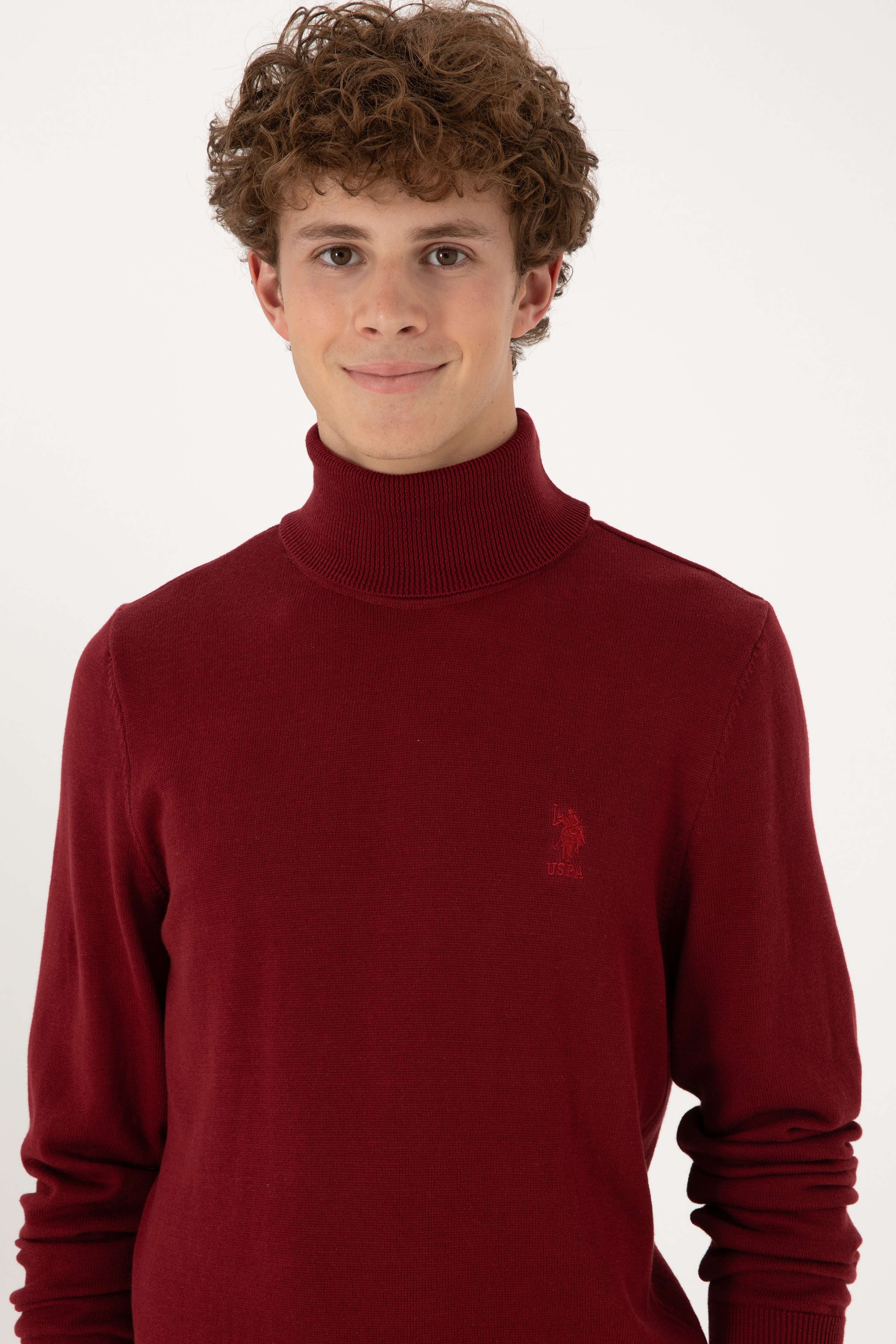 Erkek Slim Fit Boğazlı Yaka Boğazlı Basic Kazak