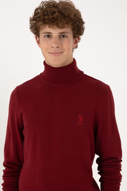 Erkek Slim Fit Boğazlı Yaka Boğazlı Basic Kazak