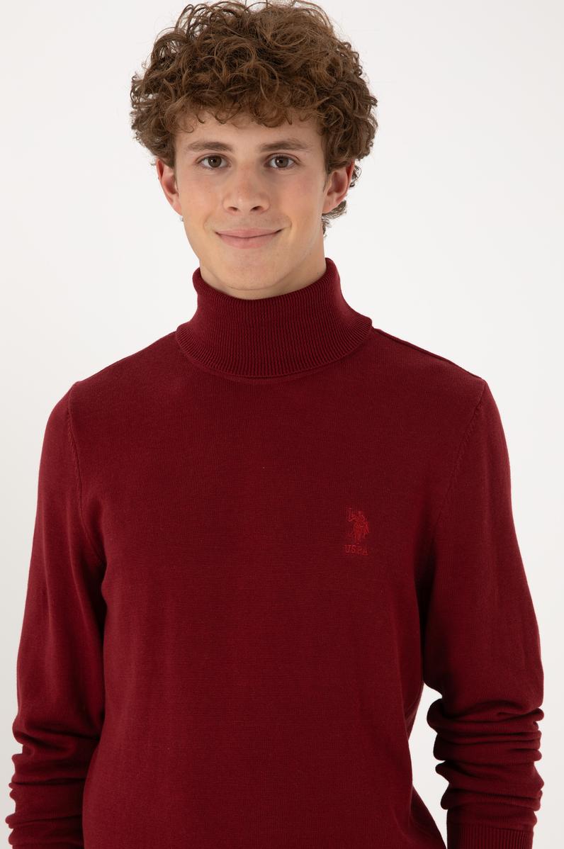 Erkek Slim Fit Boğazlı Yaka Boğazlı Basic Kazak