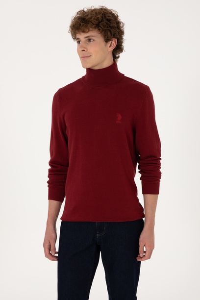Erkek Slim Fit Boğazlı Yaka Boğazlı Basic Kazak