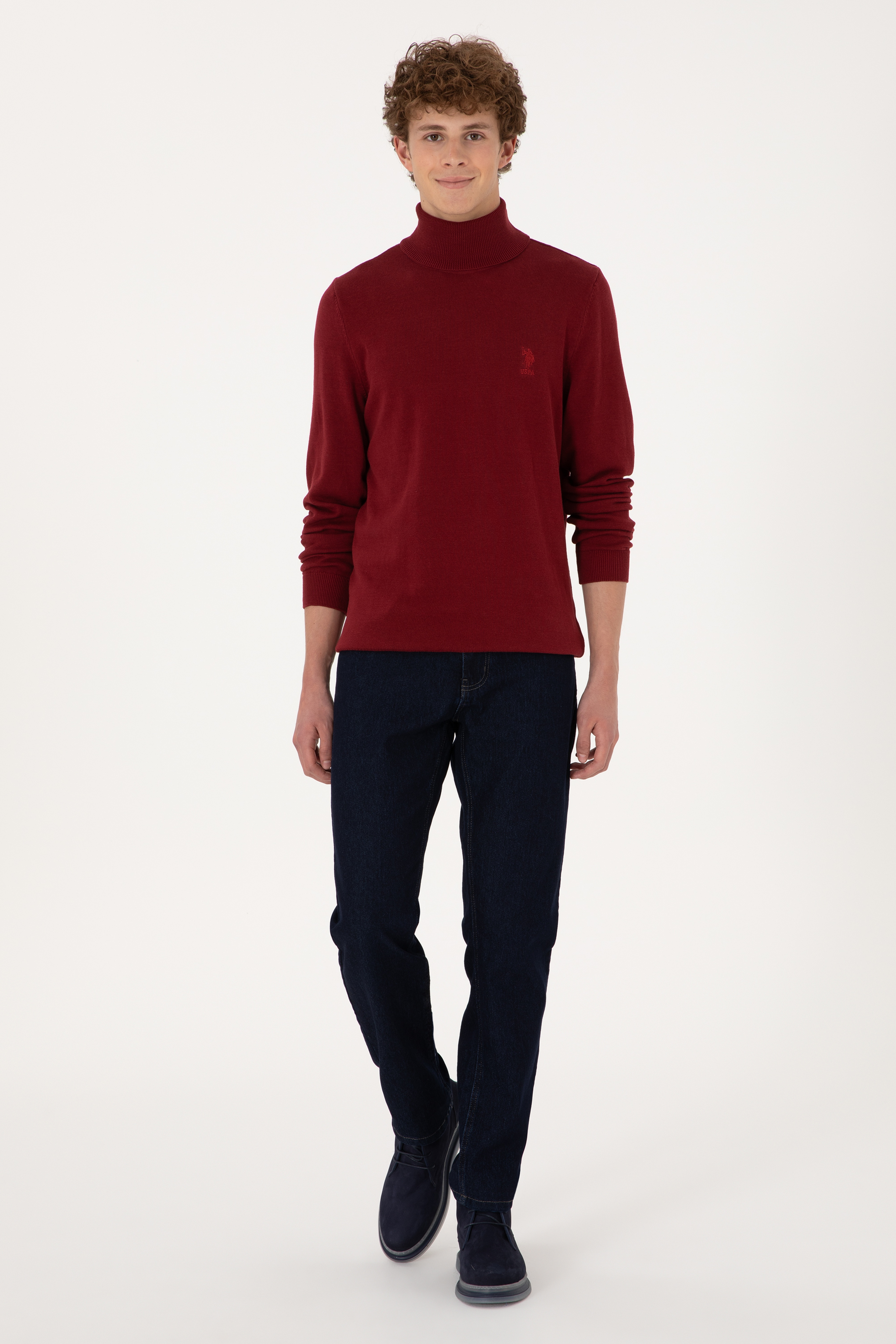 Erkek Slim Fit Boğazlı Yaka Boğazlı Basic Kazak