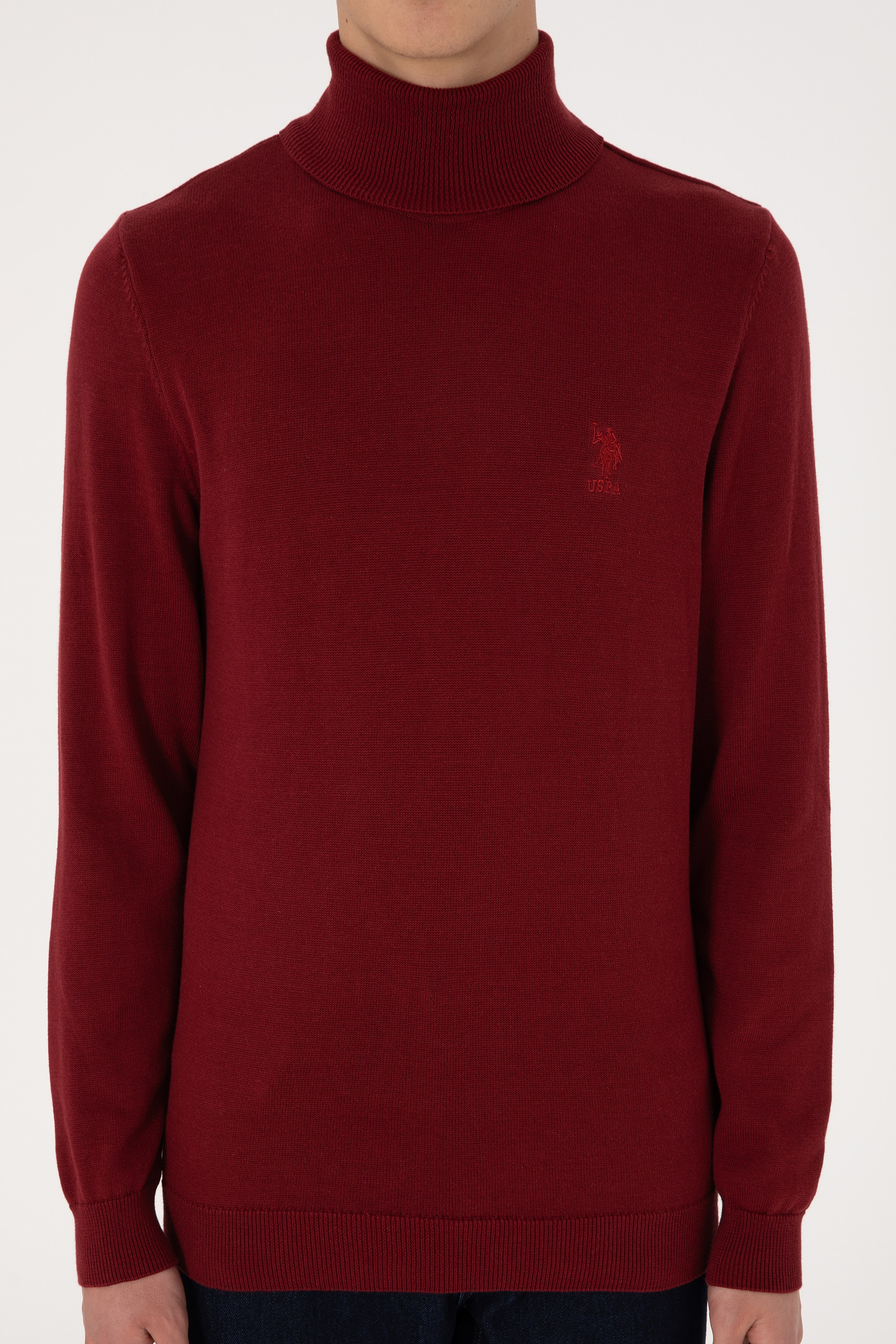 Erkek Slim Fit Boğazlı Yaka Boğazlı Basic Kazak