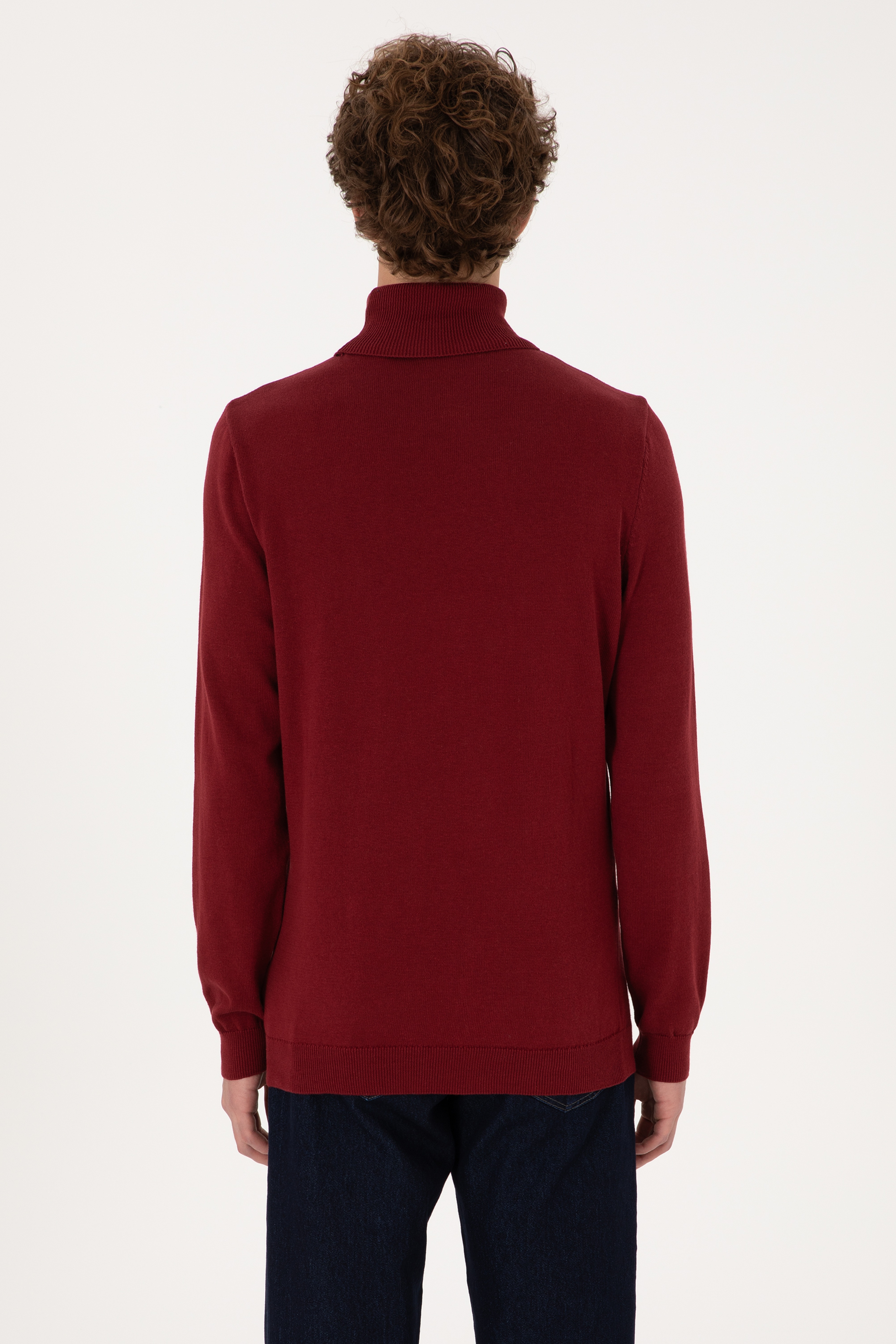 Erkek Slim Fit Boğazlı Yaka Boğazlı Basic Kazak
