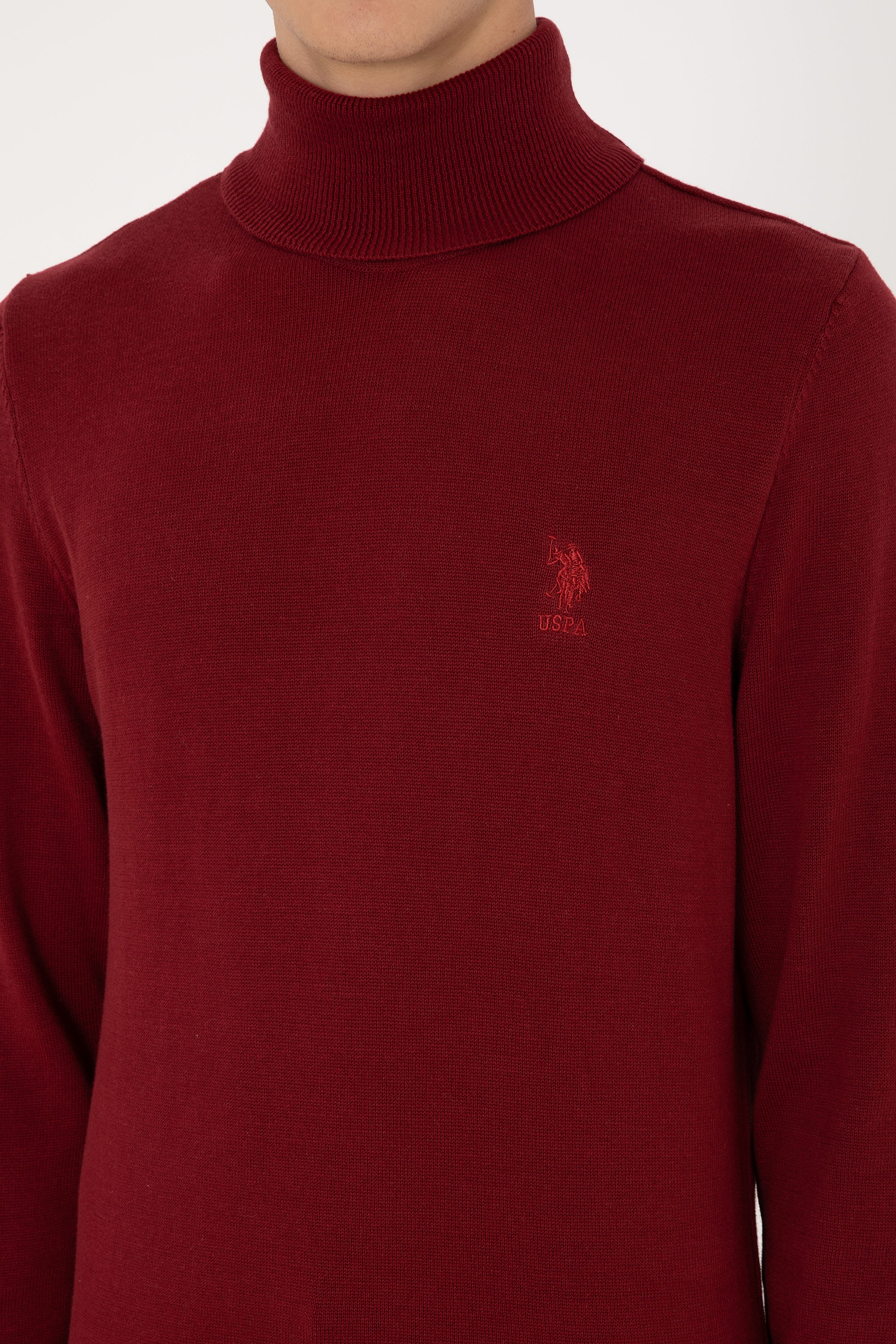 Erkek Slim Fit Boğazlı Yaka Boğazlı Basic Kazak