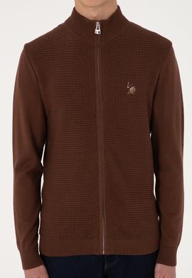 Erkek Kahverengi Basic Triko Hırka - 50288871057