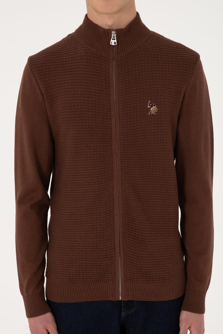 Erkek Kahverengi Basic Triko Hırka - 50288871057