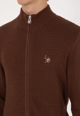 Erkek Kahverengi Basic Triko Hırka - 50288871057