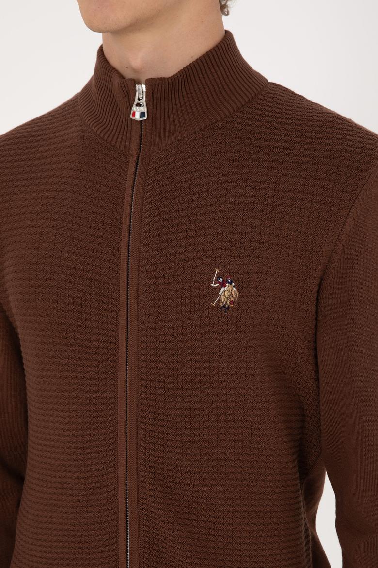 Erkek Kahverengi Basic Triko Hırka - 50288871057