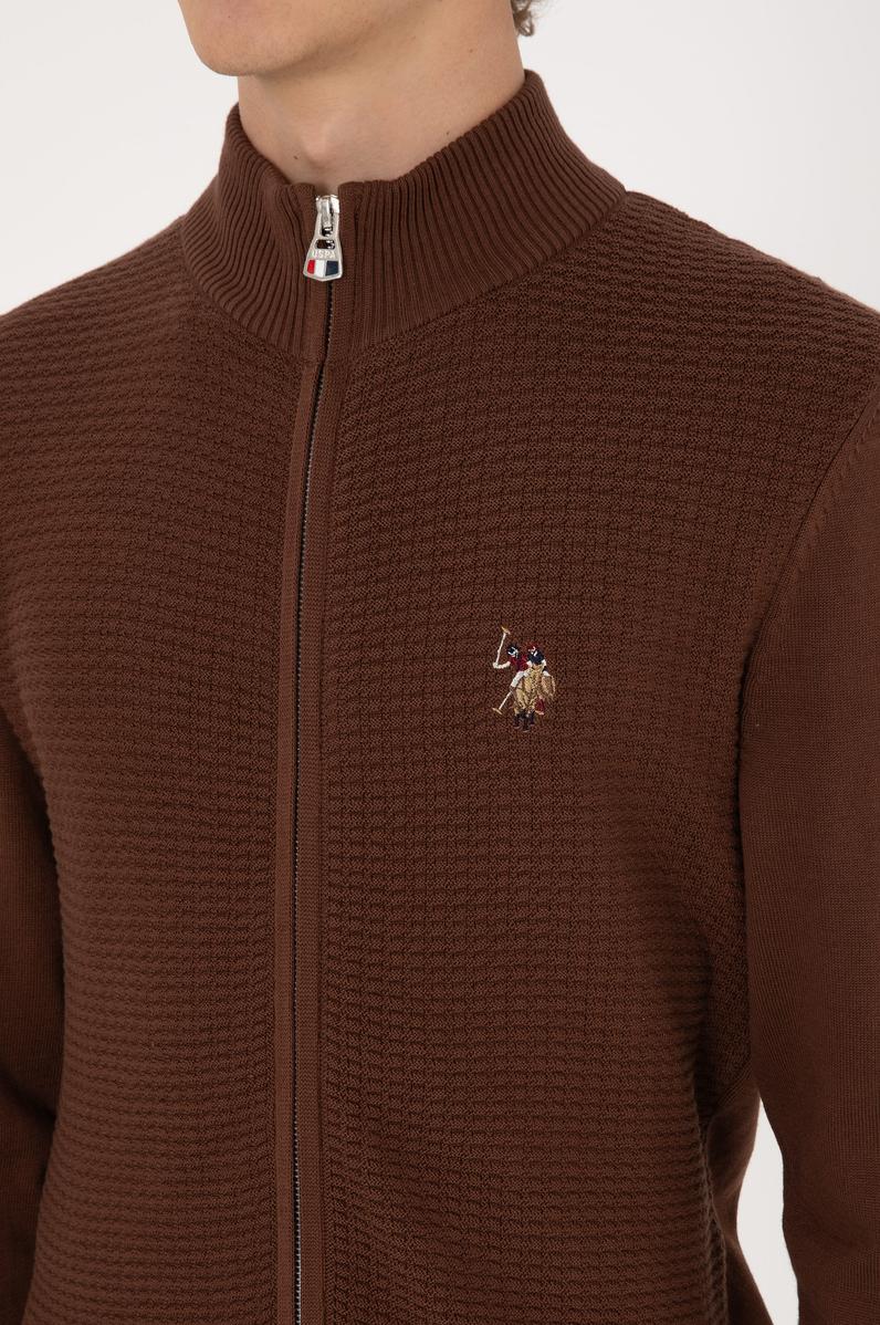 Erkek Kahverengi Basic Triko Hırka