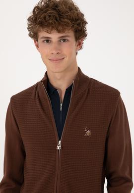 Erkek Kahverengi Basic Triko Hırka - 50288871057