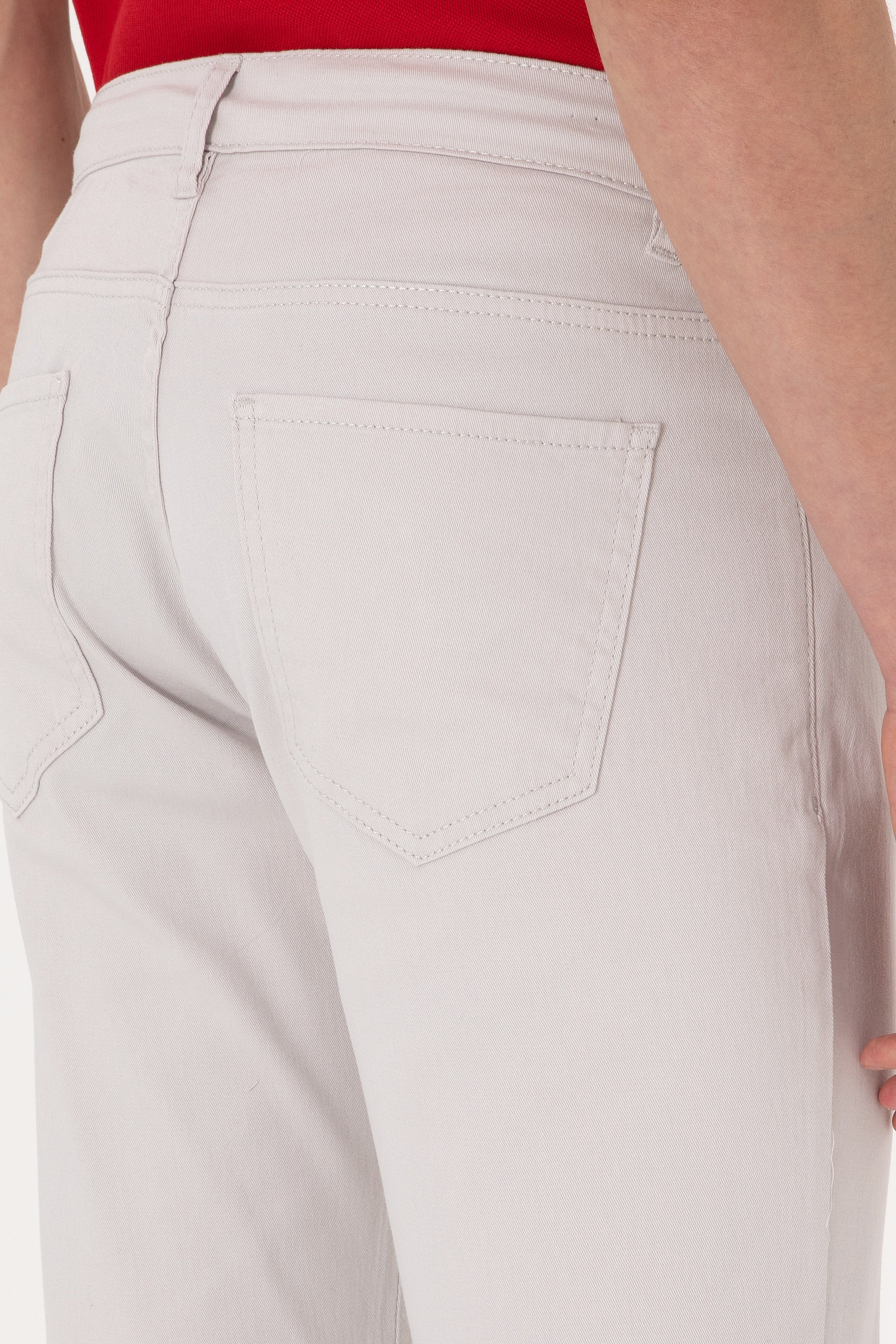 Erkek Slim Fit Açık Gri Kanvas Pantolon - Image 6