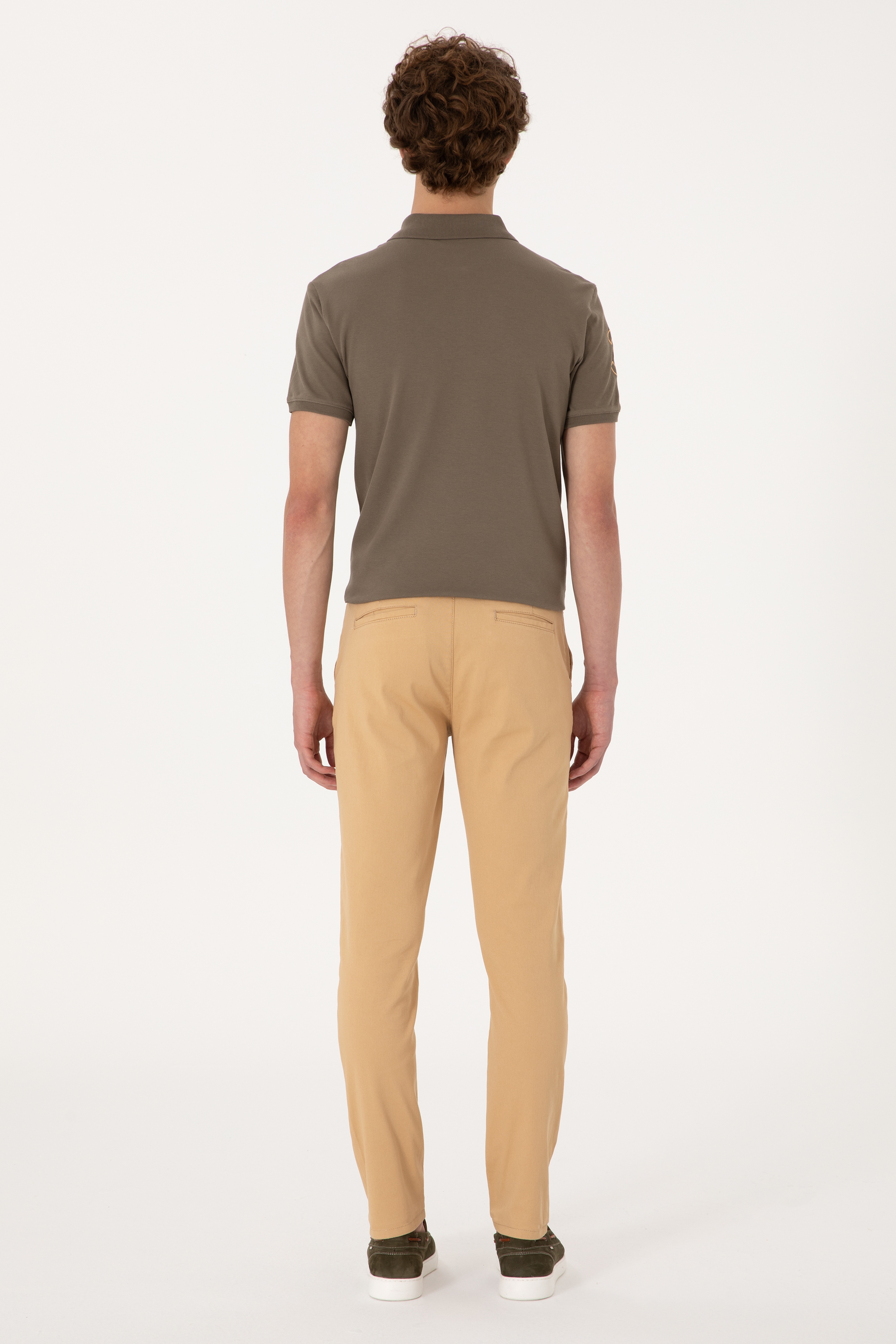 Erkek Slim Fit Camel Kanvas Pantolon - Image 4