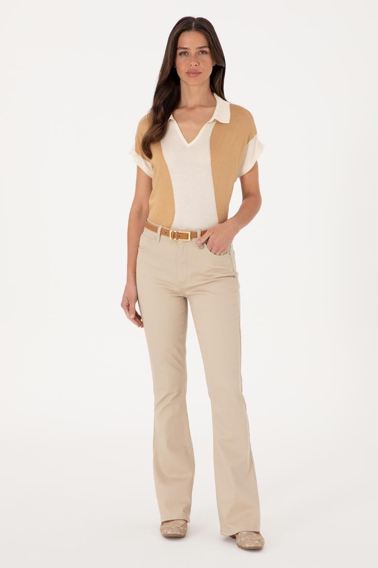 Kadın Taş Skinny Flare Fit Jean Pantolon