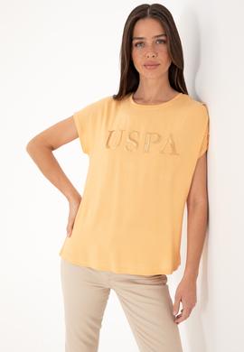 Kadın Turuncu Bisiklet Yaka Tişört - 50300777018