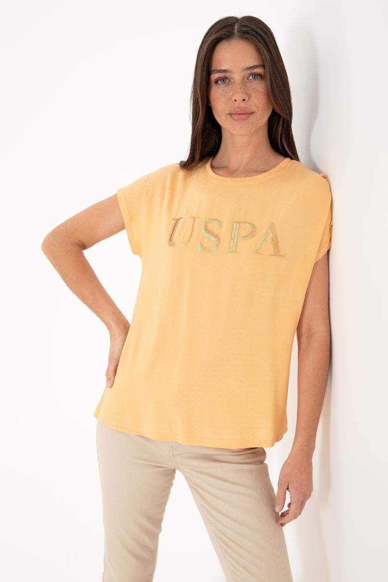 Kadın Turuncu Bisiklet Yaka Tişört - 50300777018