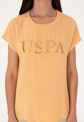 Kadın Turuncu Bisiklet Yaka Tişört - 50300777018