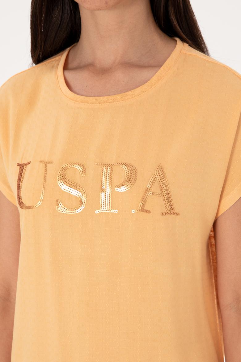 Kadın Turuncu Bisiklet Yaka Tişört - 50300777018