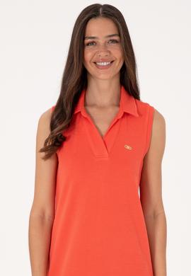 Kadın Kırmızı Polo Yaka Midi Boy Örme Elbise - 50300674027