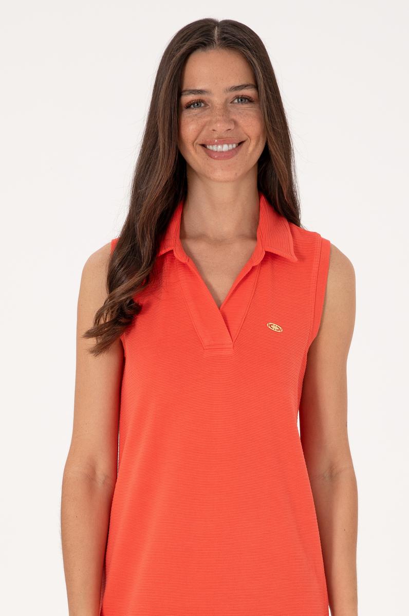 Kadın Kırmızı Polo Yaka Midi Boy Örme Elbise