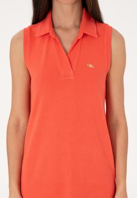 Kadın Kırmızı Polo Yaka Midi Boy Örme Elbise - 50300674027