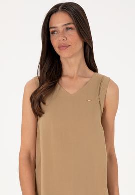 Kadın Vizon Keten Karışımlı Mini Boy Dokuma Elbise - 50299168023