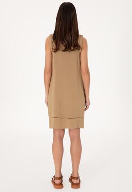 Kadın Vizon Keten Karışımlı Mini Boy Dokuma Elbise - 50299168023