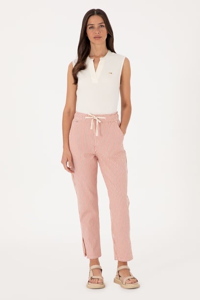 Kadın Kırmızı Çizgili Carrot Fit Jean Pantolon