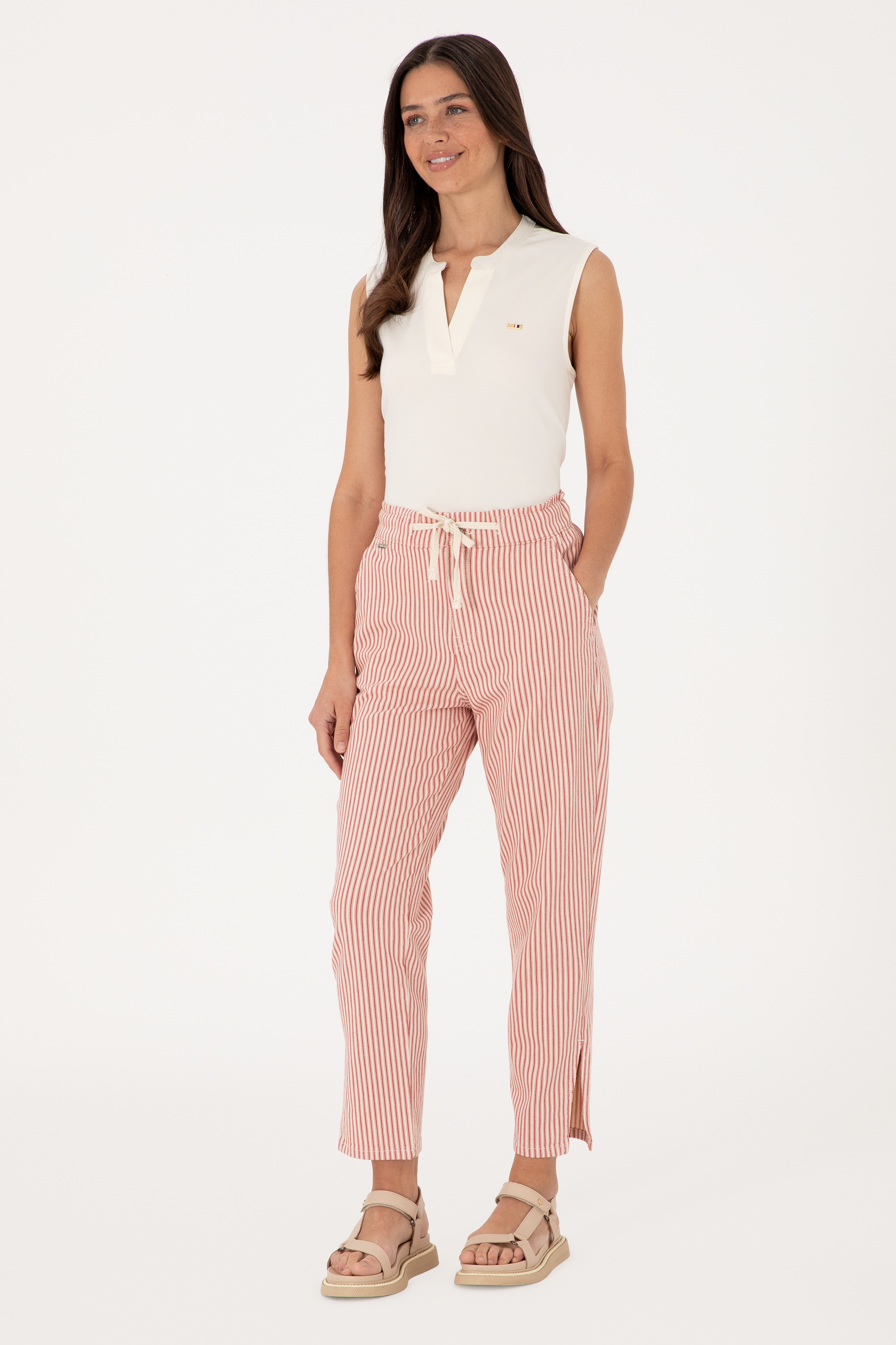 Kadın Kırmızı Çizgili Carrot Fit Jean Pantolon