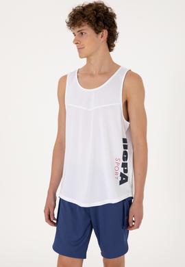 Erkek Regular Fit Bisiklet Yaka Beyaz Kolsuz Tişört - 50299524046