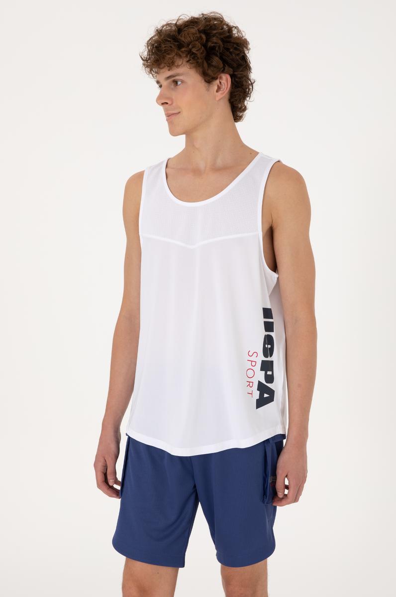 Erkek Regular Fit Bisiklet Yaka Beyaz Kolsuz Tişört