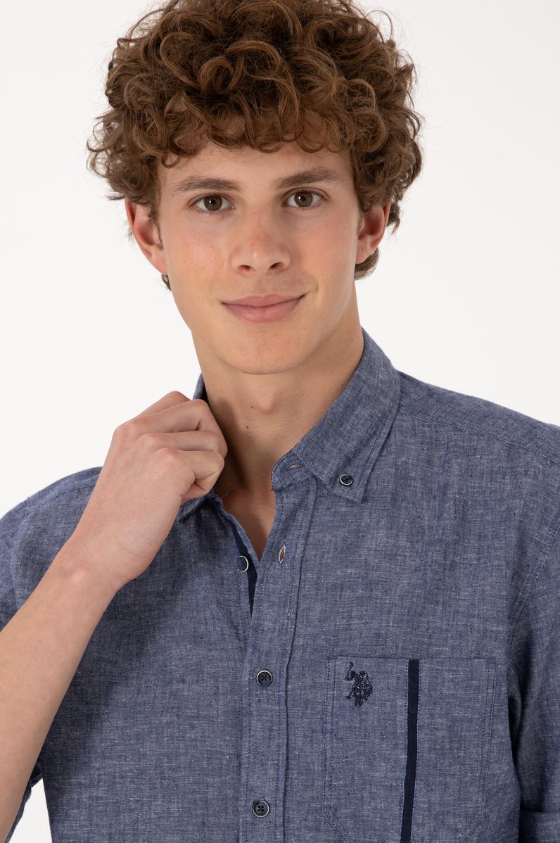 Erkek Lacivert Uzun Kollu Gömlek