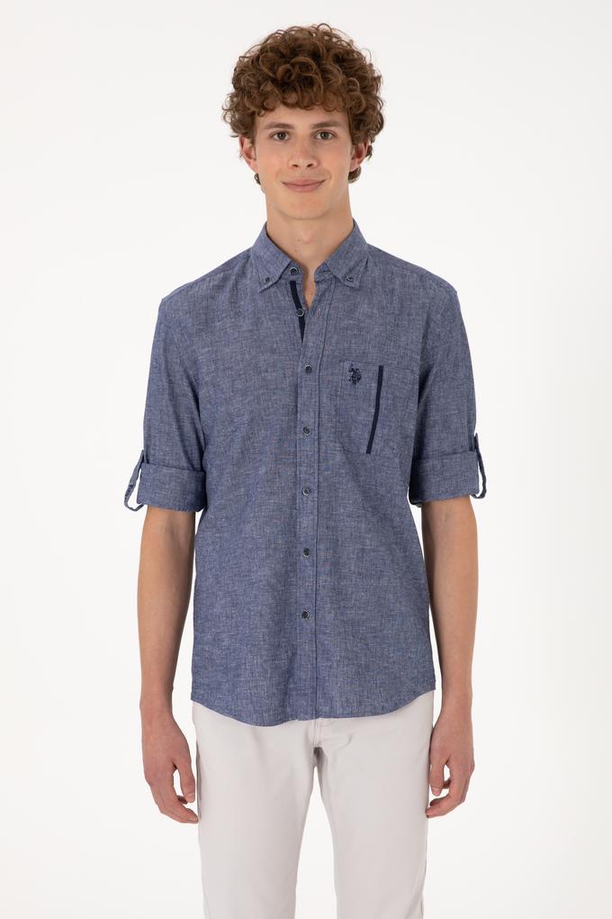 Erkek Lacivert Uzun Kollu Gömlek