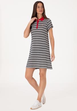 Kadın Lacivert Polo Yaka Mini Boy Örme Elbise - 50306086018