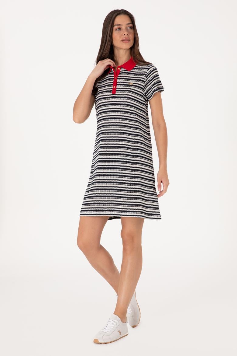 Kadın Lacivert Polo Yaka Mini Boy Örme Elbise - 50306086018