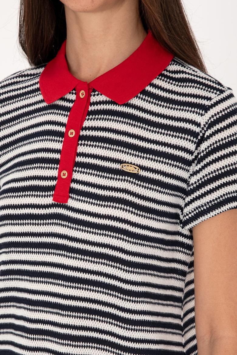 Kadın Lacivert Polo Yaka Mini Boy Örme Elbise - 50306086018