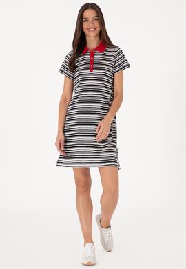 Kadın Lacivert Polo Yaka Mini Boy Örme Elbise - 50306086018