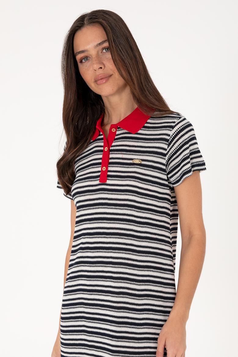 Kadın Lacivert Polo Yaka Mini Boy Örme Elbise - 50306086018