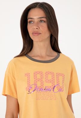 Kadın Turuncu Bisiklet Yaka Tişört - 50299732012