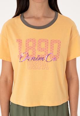 Kadın Turuncu Bisiklet Yaka Tişört - 50299732012