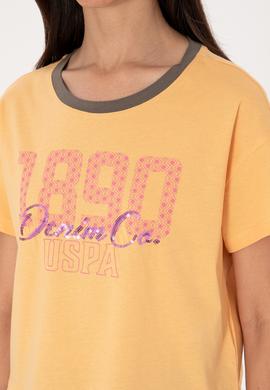 Kadın Turuncu Bisiklet Yaka Tişört - 50299732012