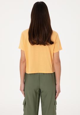 Kadın Turuncu Bisiklet Yaka Tişört - 50299732012