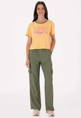 Kadın Turuncu Bisiklet Yaka Tişört - 50299732012