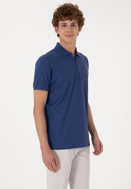 Erkek Regular Fit Fermuarlı Açık Lacivert Desenli Tişört - 50300832007